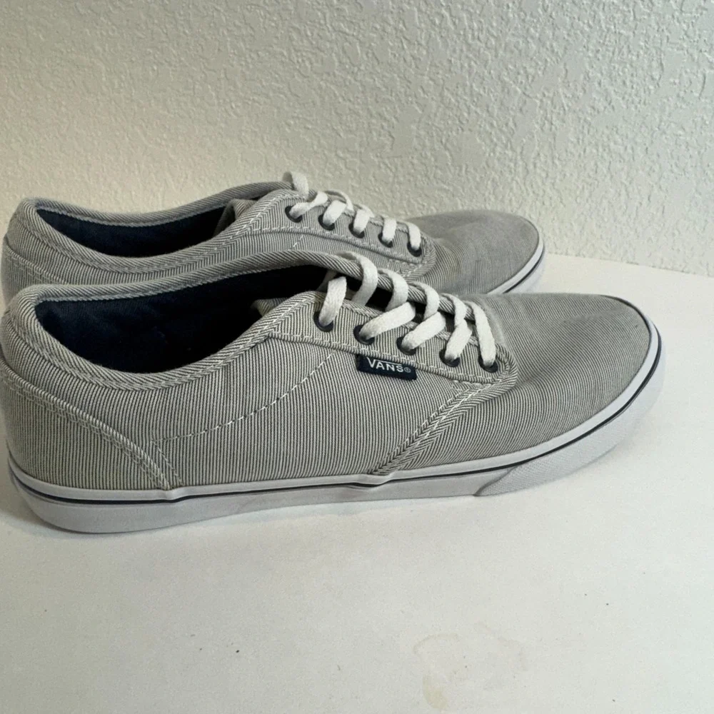 Vans Atwood Low Lace Up Skate Canvas Micro Stripe Navy & White Shoes Womens‎ 7